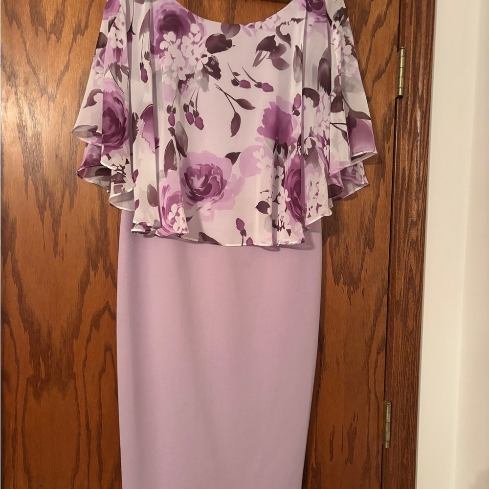FINAL PRICE!! $10 NWOT Connected Apparel sz 12 lavender dress w/ floral overlay.